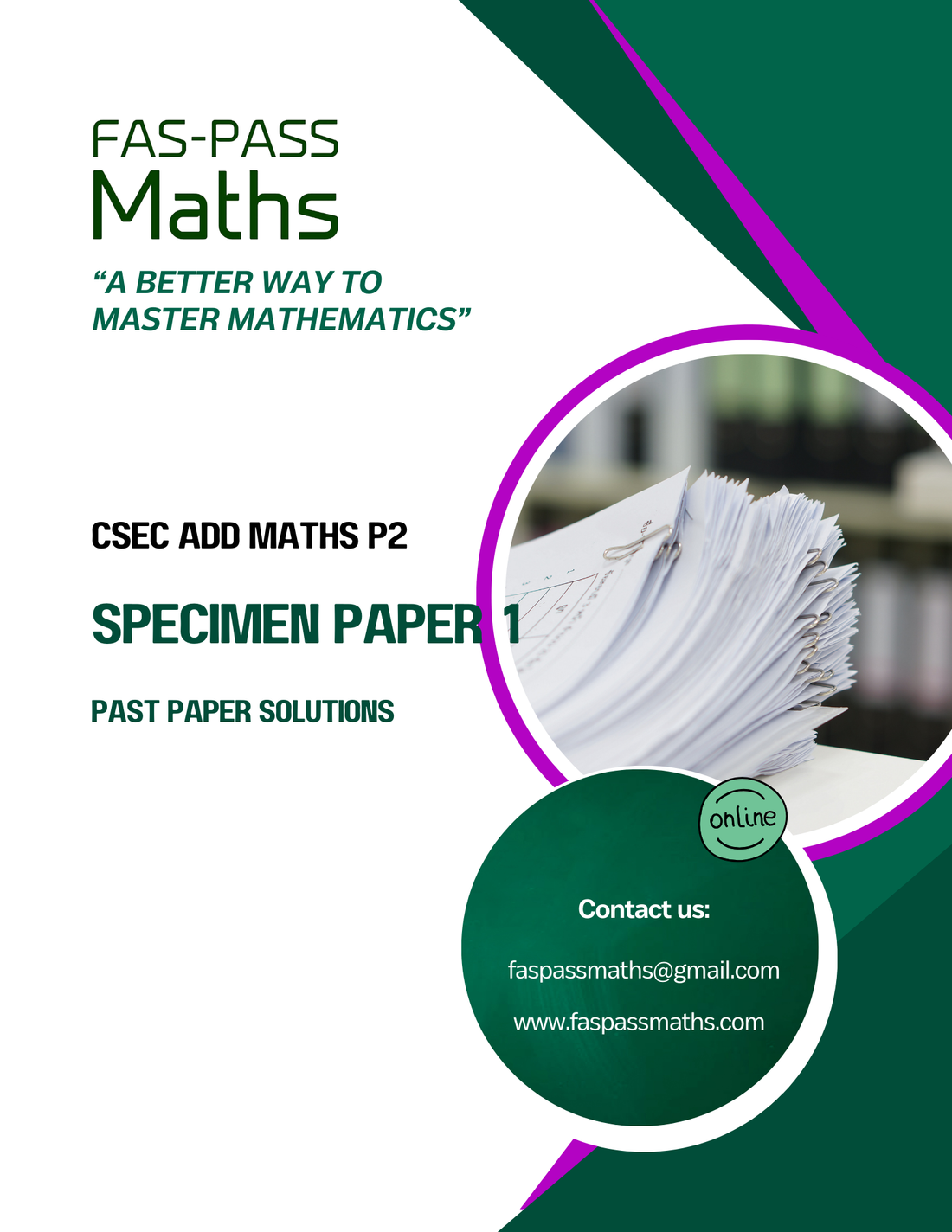 CSEC Add Maths Paper 2 Specimen Paper 1 – Fas-Pass Maths